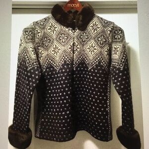 Lauren Ralph Lauren Gray with Brown Faux Fur Wool